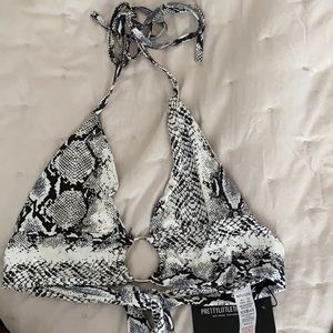 grey snake printed plunge with a ring detail